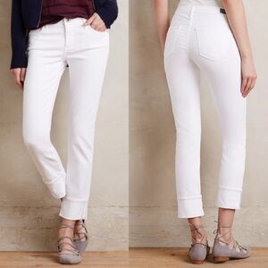 AG Stevie Low-Rise Cuff Jeans - White, Size 28